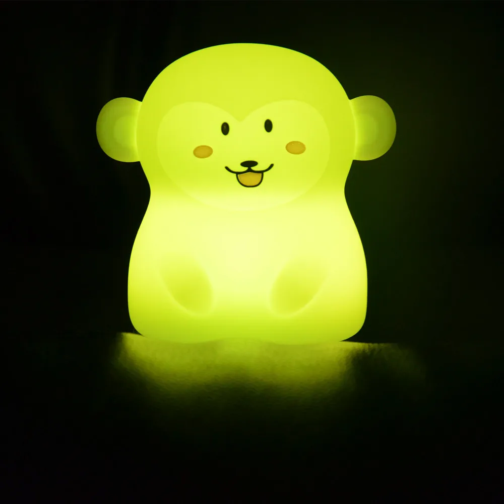 SuperNight Cute Cartoon Monkey LED Night Light Touch Sensor 9 Colors Silicone Kids Children Baby Bedroom Bedside Table Lamp Gift (12)