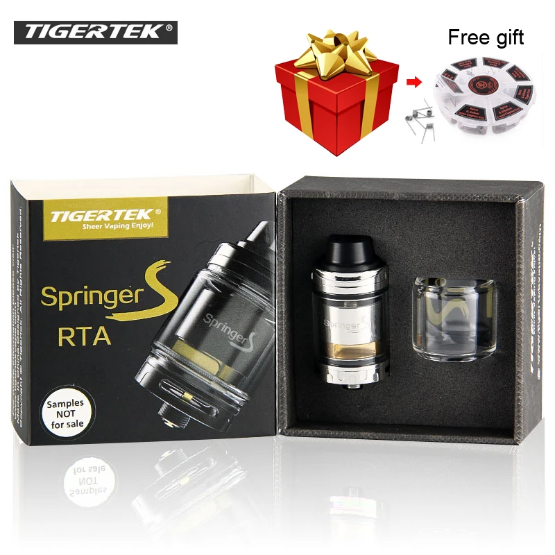 

Free wire box as gift! 100% Original Tigertek Springer S RTA 24mm rebuildable atomizer tank Screwless coil building system vape