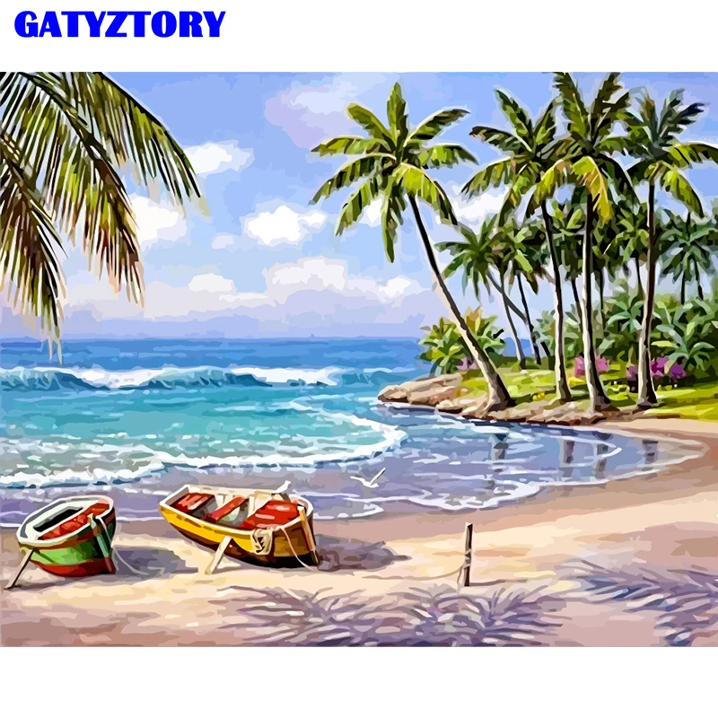 

GATYZTORY Frame Beach Landscape DIY Painting By Numbers Kit Coloring By Numbers Modern Home Wall Art Picture Unqiue Gift Artwork