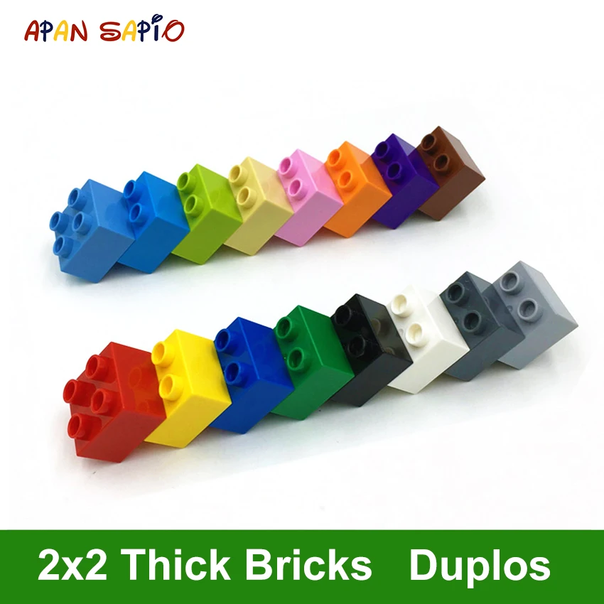 

DIY Building Blocks Thick Figures Bricks 2X2Dot 14PCS a Pack Educational Creative Toys for Children Compatible With Legoe Duplos