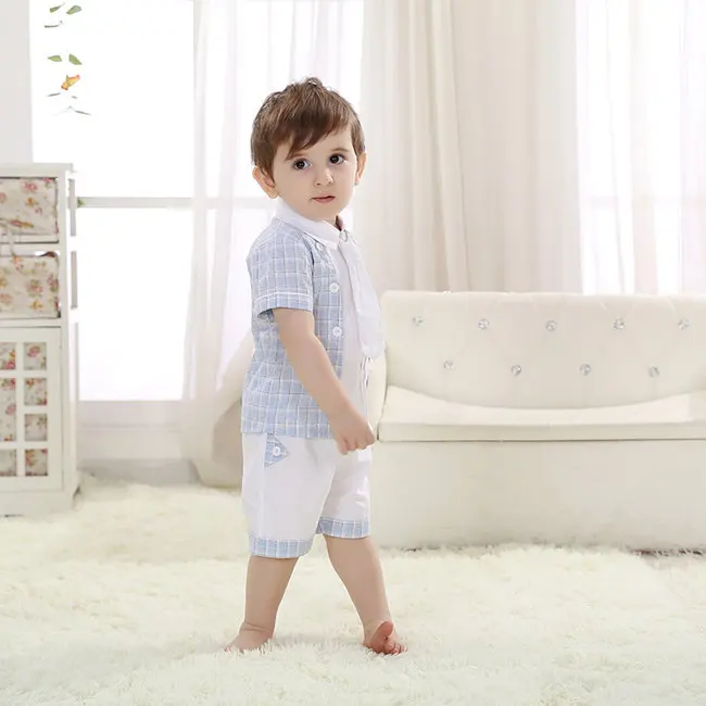 Летний комплект одежды для маленьких мальчиков, модные детские рубашки с короткими рукавами+ короткие штаны, хлопковая детская повседневная одежда с принтом(от 6 месяцев до 3 лет