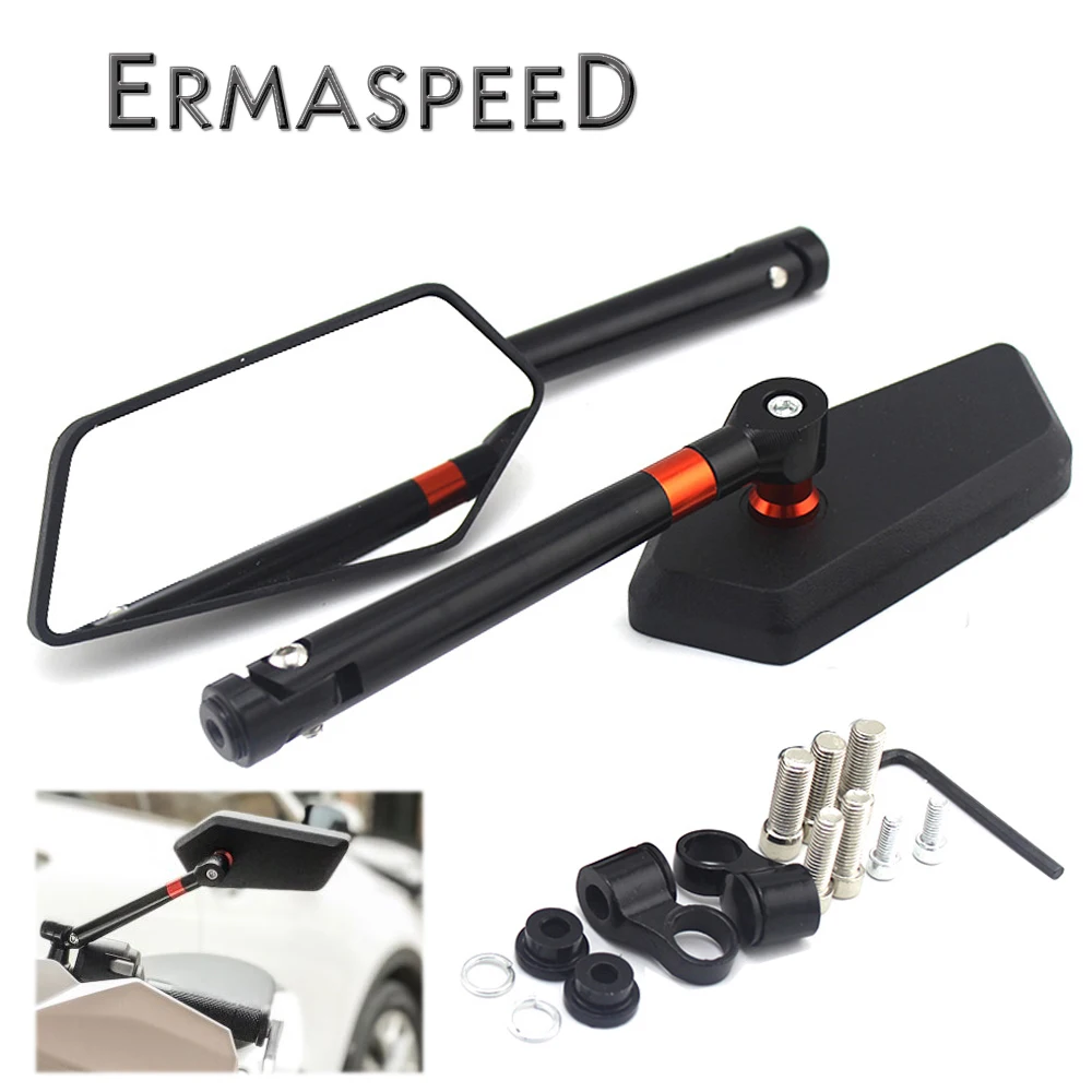 Black Motorcycle Mirrors CNC Aluminum White Glass 8 10mm Rear View