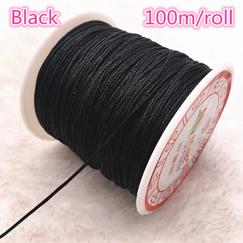 100M/Roll 0.8mm Black Nylon Cord Thread Chinese Knot Macrame Cord Bracelet Braided String DIY Tassels Beading Thread