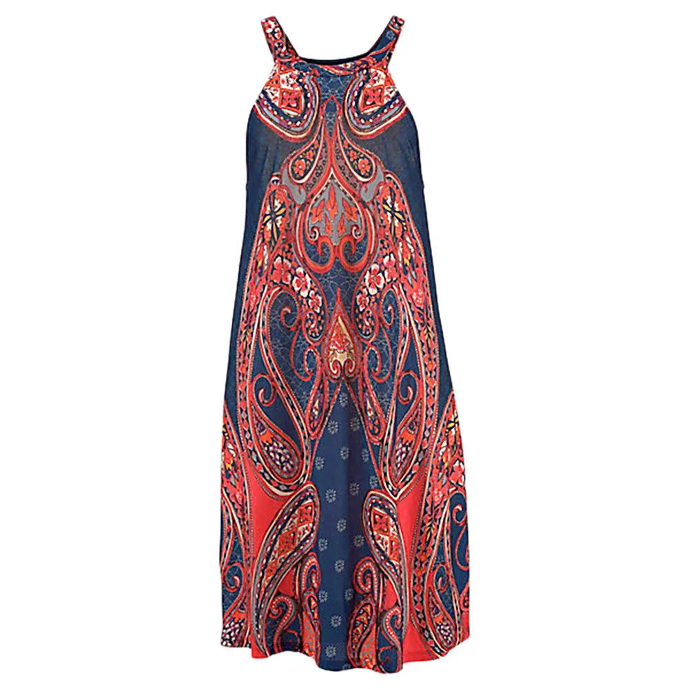 Summer Dress Women Halter Neck Boho Print Sleeveless Casual Mini Beachwear Dress Sundress Summer Long Print Beach Dress Summer Dress Women Halter Neck Boho Print Sleeveless Casual Mini Beachwear Dress Sundress Summer Long Print Beach Dress
