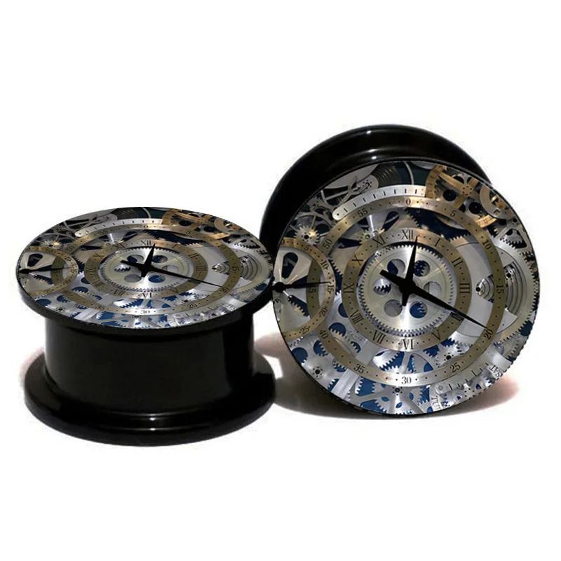 

LE SKY Fashion Clock Ear Gauges Plugs Tunnels Screw Fit Expansion Ear Stretched Piercing Tunnel Sexy Body Jewelry