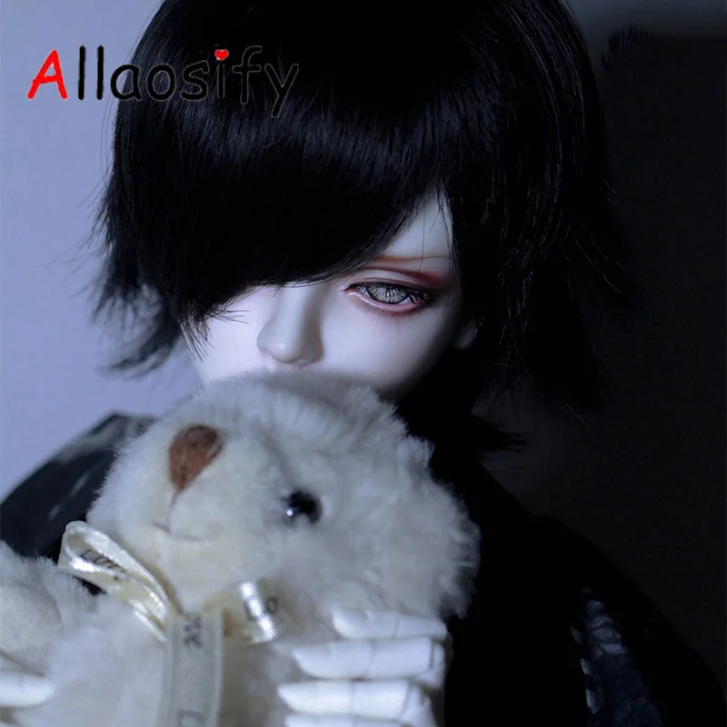 Allaosify 1/3 1/4 1/6 BJD кукла с высоким уровнем Температура парик Мальчик короткие обратный деформации парик BJD SD парик есть черный orange серого и красного цвета - Цвет: 2