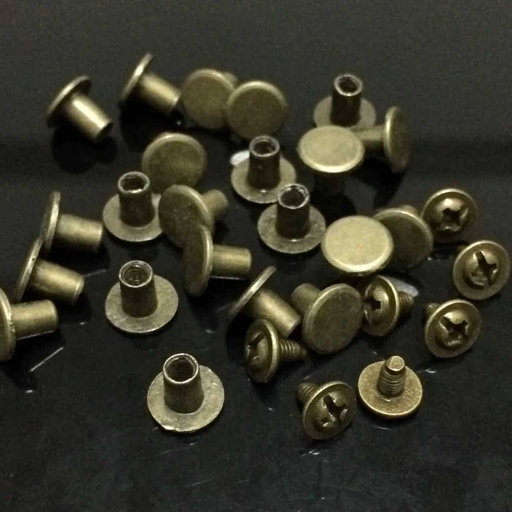 Buy Hot Sell 100Sets 8X7MM Bronze Round Flat Spikes