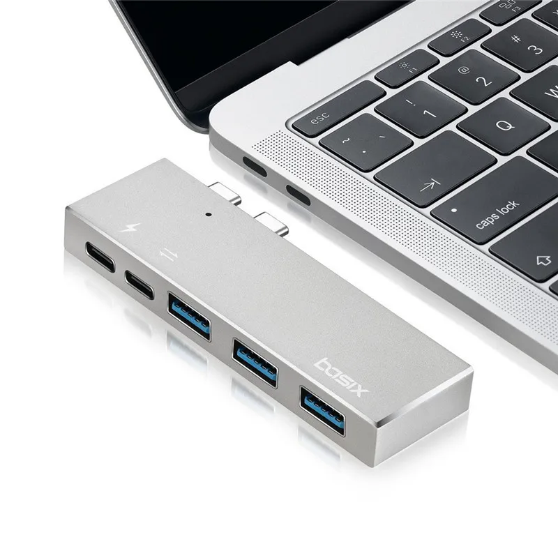 

Basix usb c hub with power adapter usb 3.0 hub usb ports and SD and Micro SD Card slots type c hub for macbookpro