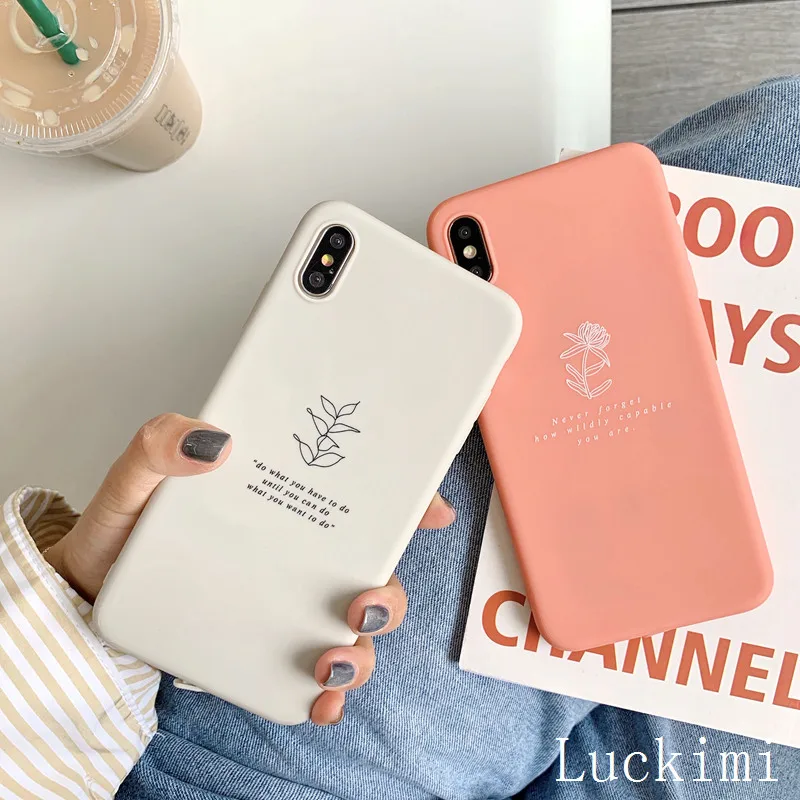 

For iPhone 6 7 8 Plus x xs XR XS max simple slim line flower soft TPU back cover