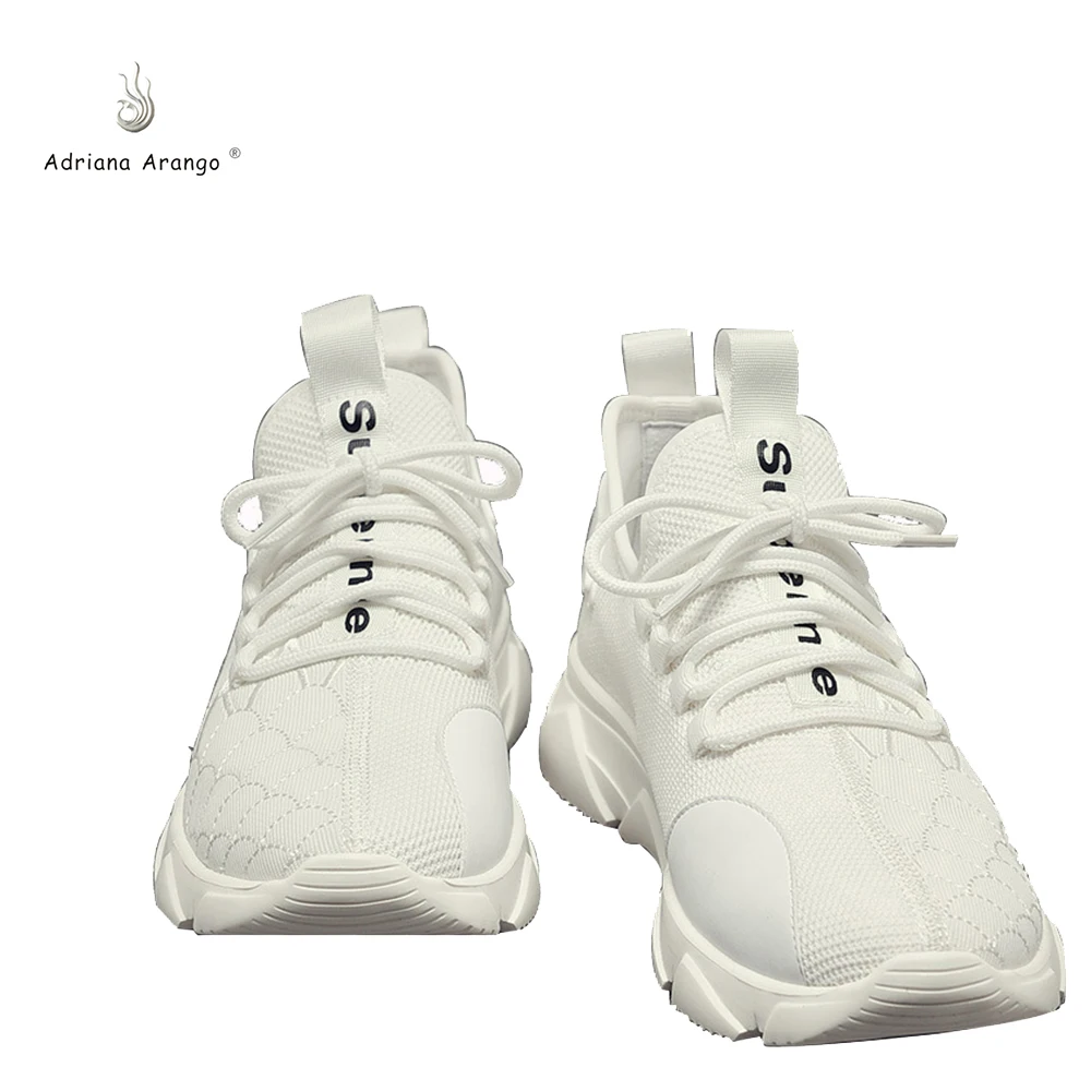 

Adriana 2019 spring new breathable sports man all-in-one white shoes ins flying knitting running student board shoes