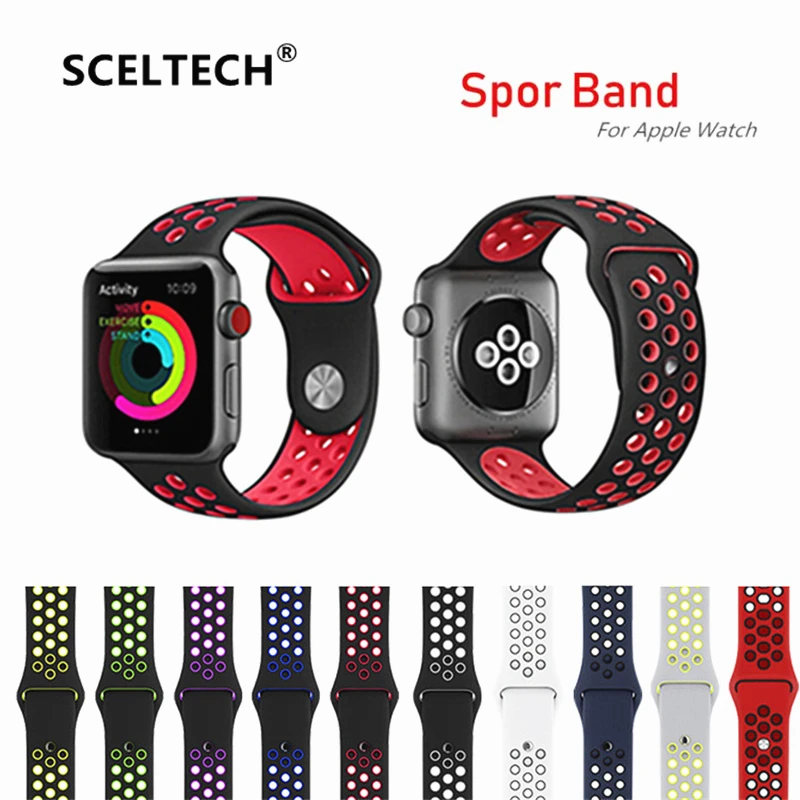 

Sport Silicone strap For Apple Watch Band 40/44/42/38mm For Apple Watch Strap For iwatch band Nike ML size Series 1/2/3/4