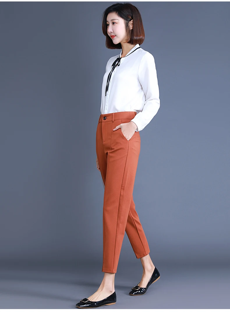 Nonis новые женские прямые облегающие брюки длиной до щиколотки коричневые черные офисные женские брюки с высокой талией женские брюки для работы