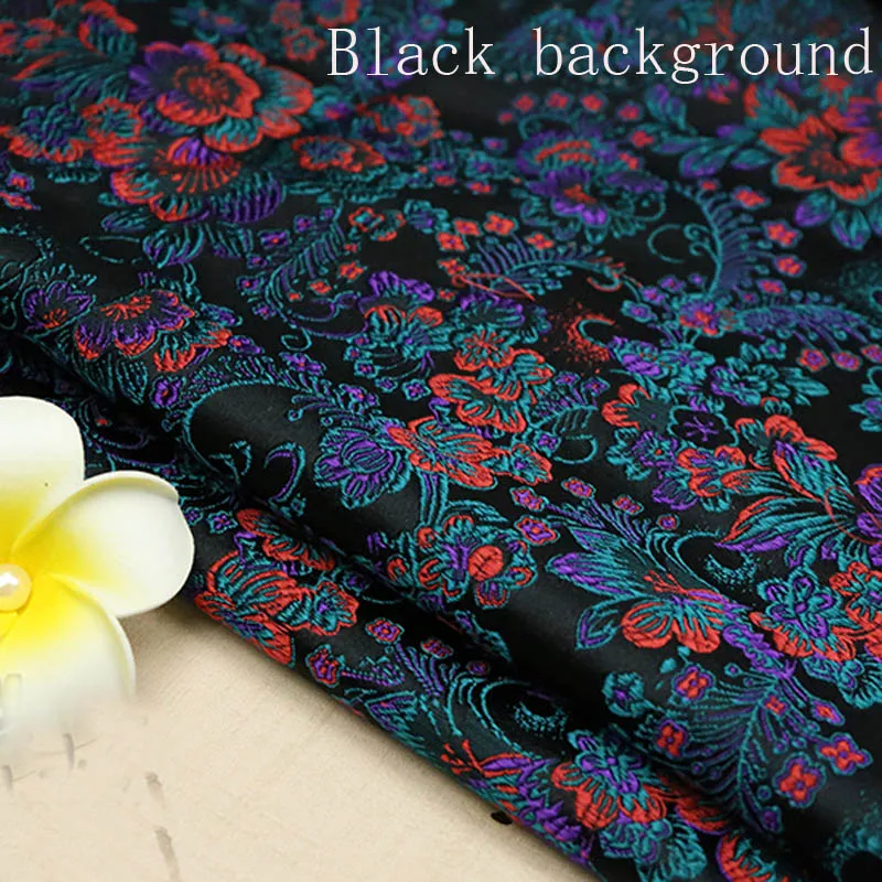 Ширина 29 дюймов китайский древний костюм платье Детская одежда кимоно Cos шелковый атлас шитье жаккардовая парча ткань - Цвет: Black