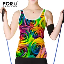 FORUDESIGNS/женские майки с яркими розами и цветочным принтом, женские короткие топы, сексуальный жилет, Летние повседневные женские майки, укороченные топы