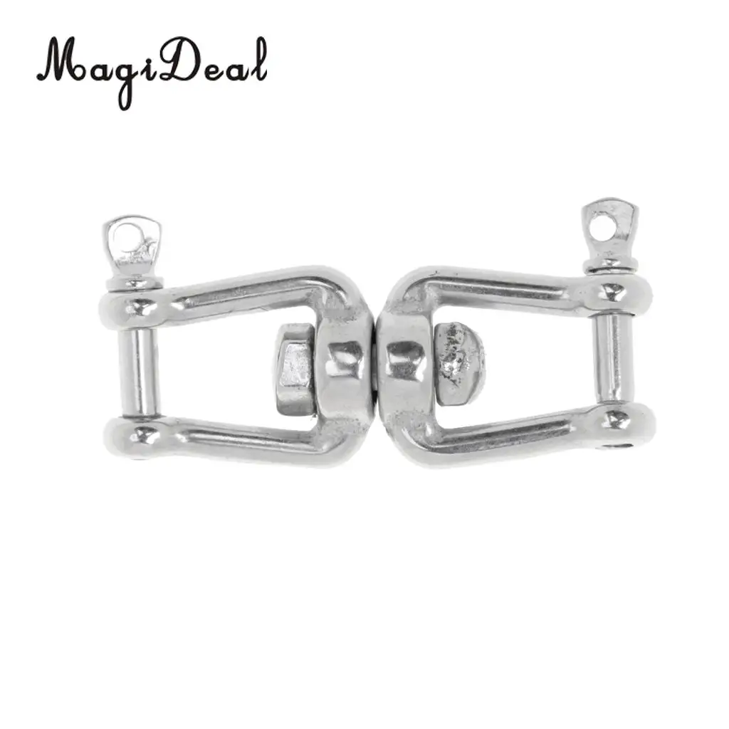 MagiDeal Marine 304 Stainless Steel Polished Anchor Chain Connector Swivel Jaw Double Shackle- M4, M5, M6, M8, M10, M12
