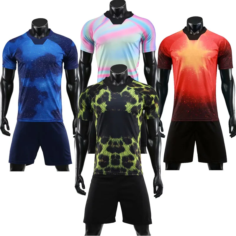 

Men's blank leopard print short sleeve soccer jerseys men Rainbow football jerseys adult soccer uniforms customize any logos