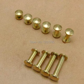 

free shipping arc style 8*4*8mm wallet bag screw brass belt Rivet diy handmade leather key case hardware Wheel nail bag part