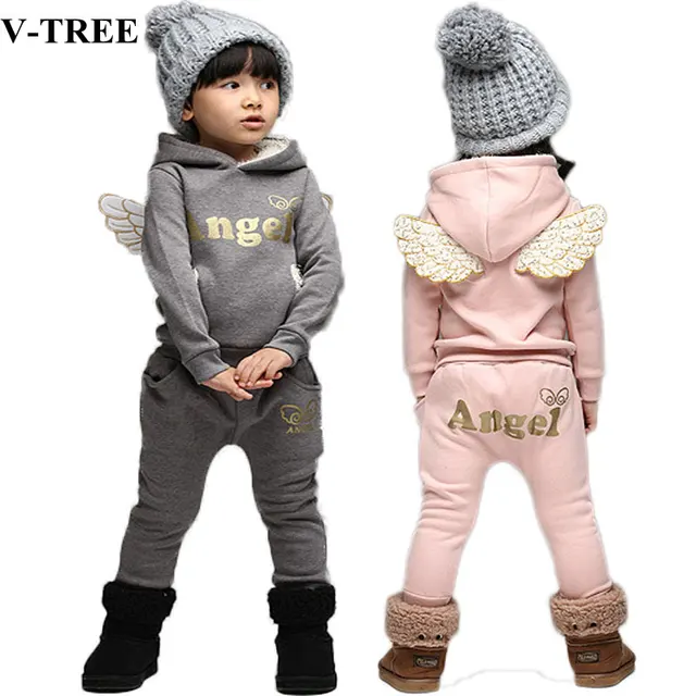 US $12.14 VTREE Children Clothing Set Fleece Sports Suit For Boy Winter Toddler Suits For Girls Wings Kids T
