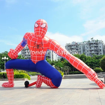 

Hot sale squatted inflatable spiderman with blower advertising cartoon for events decoration