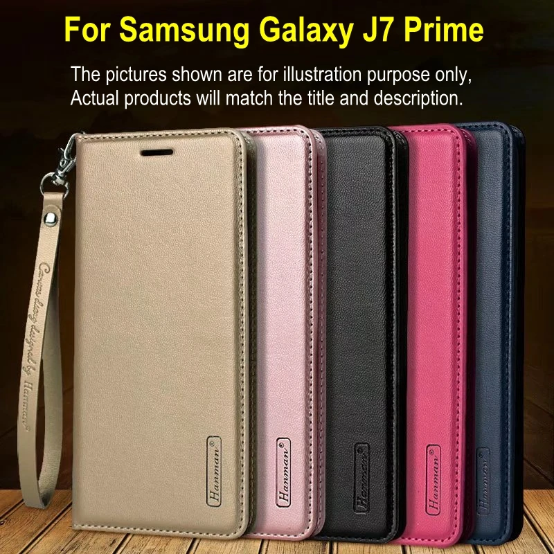 

Luxury Hanman Business Wallet Genuine Leather Case for Samsung Galaxy J7 Prime On7 On 7 2016 Real Leather Flip Cover + Rope