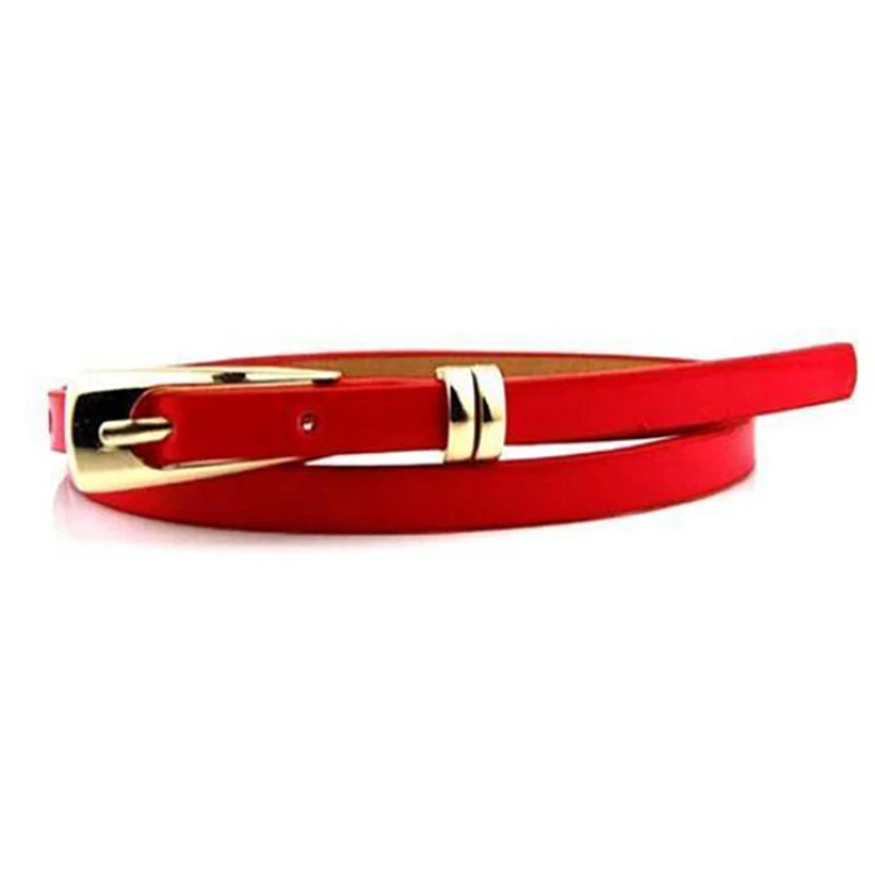 

Candy Color PU Leather Belt Sweetness Women Thin Skinny Waistband Metal Buckle Adjustable Belt Female Belts For Dress Apparel