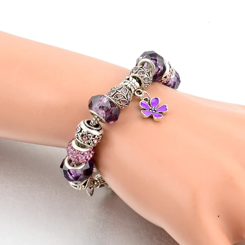 

ATTRACTTO 2019 New Arrival Link Chain Blue Crystal Charm Bracelets & Bangles For Women Pulseira DIY Jewelry Bracelets SBR160037