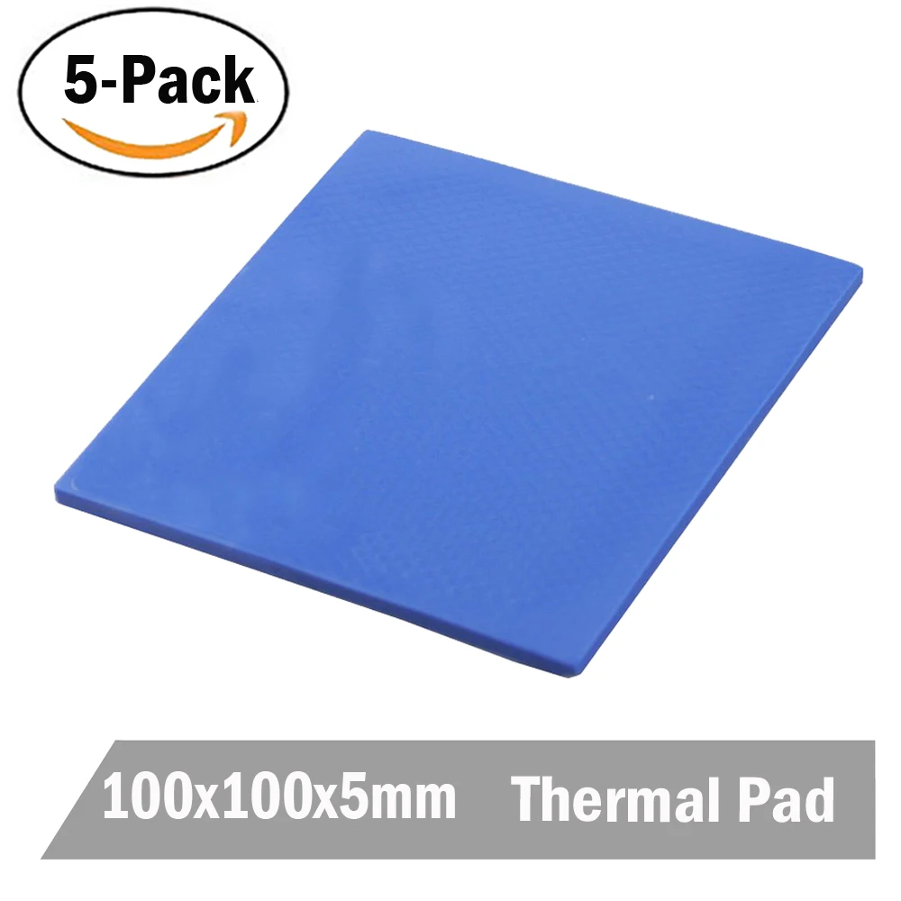 5PCS Gdstime 100 x 100 x 5mm Blue Silicone Conductive Compound Thermal