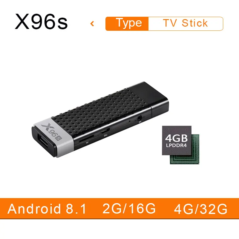 Android X96s TV Stick  &  Android 8.1 Display dongle Quad Core Amlogic S905Y2 Wifi 4G RAM 32GB ROM Bluetooth Smart  TV Box