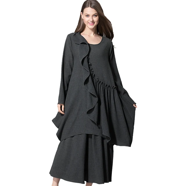 Special Offers Changpleat 2018 Spring loose Plus Size women sets Loose O-neck Long Sleeve Blouse and Wide leg pants Women's two-piece suit S896 Special Offers Changpleat 2018 Spring loose Plus Size women sets Loose O-neck Long Sleeve Blouse and Wide leg pants Women's two-piece suit S896