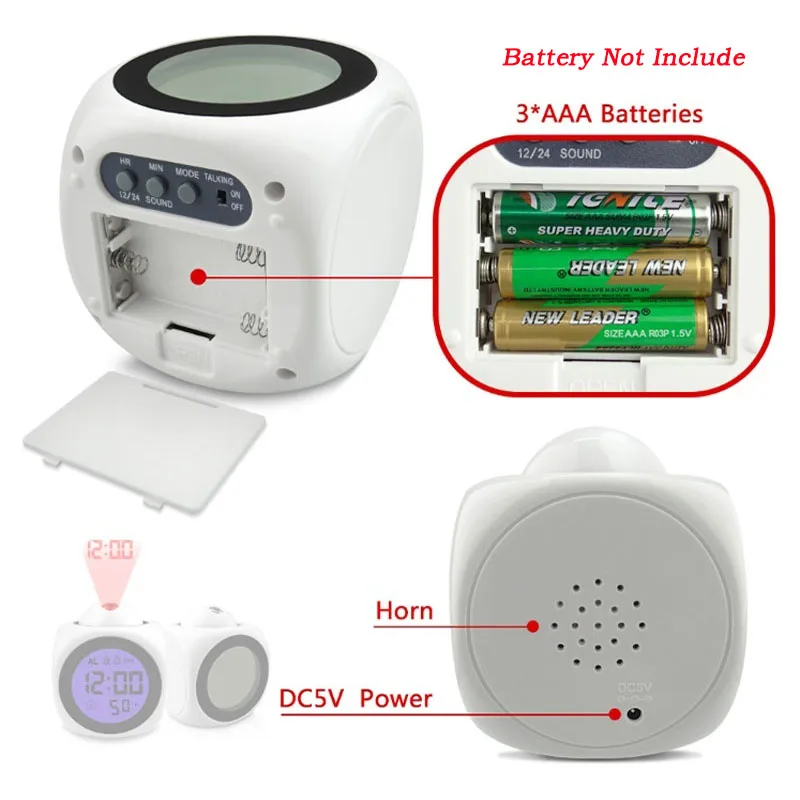 Проекционный будильник с светодиодный лампой цифровой голосовой говорящей функцией светодиодный настенный потолочный проекционный Будильник Повтор температуры дисплей