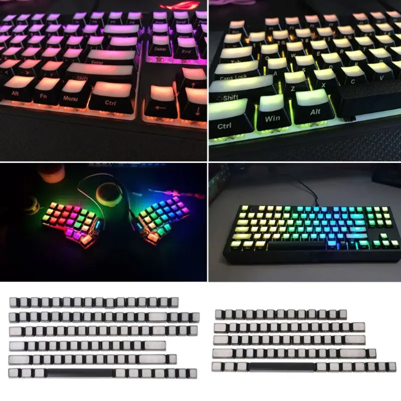 RGB передние/боковые напечатанные брелки с подсветкой ISO ANSI раскладка просвечивающие брелки с подсветкой для Corsair K65 K70 logitech G710 Cherry MX