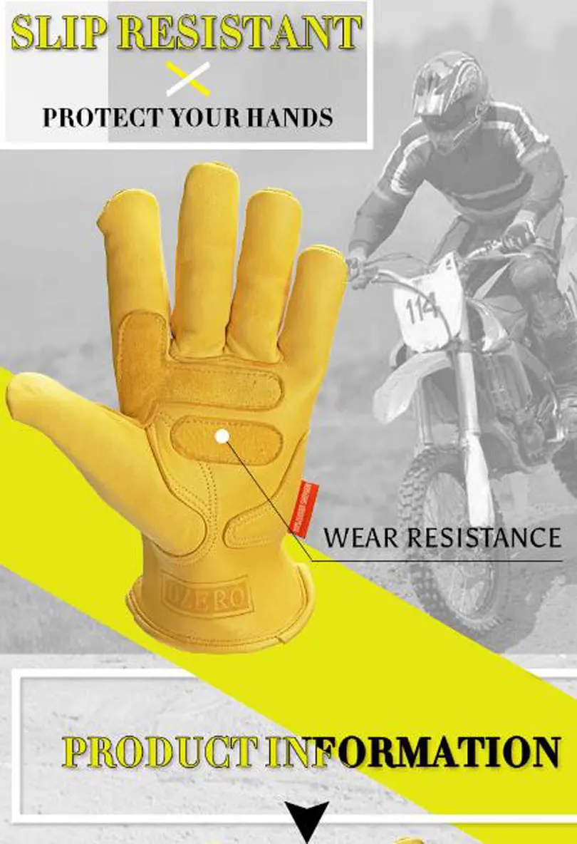 Мотоциклетные Перчатки из воловьей кожи защита водителя Защита Одежда безопасность рабочие сварочные работы гоночные садовые посадочные
