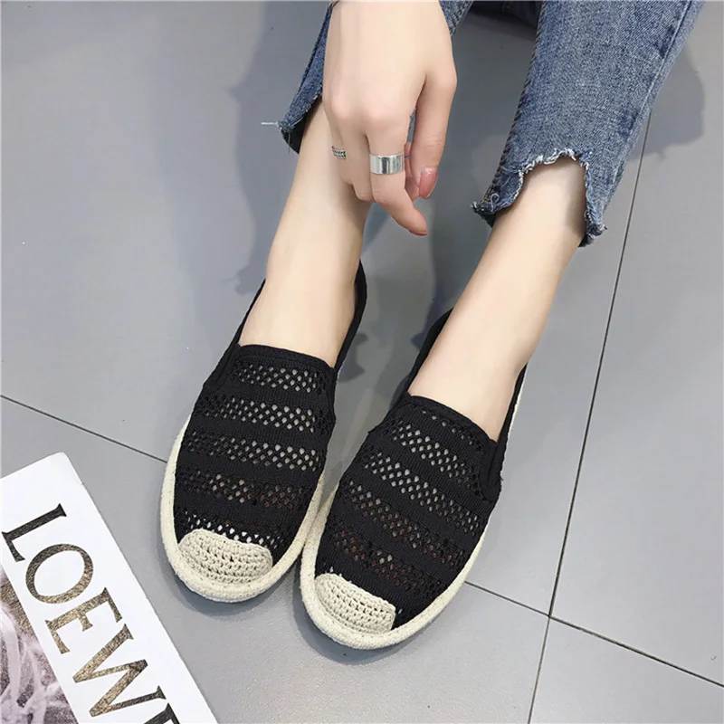 

Size 35-40 Women Espadrilles Sneakers Breathable Lace Casual Loafers Shoes Woman Slip on Flats Hemp Candy Women Fisherman
