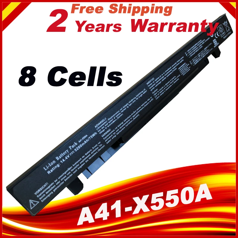 8 Cells 5200mAh high capacity Battery A41-X550 A41-X550A For ASUS X550L  X450 X450C R409CC X552E K5 X550V - AliExpress