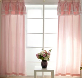 Одна пара экологичных новых готовых хлопковых розовых штор для детской спальни с балдахином 70% штора - Цвет: Розовый