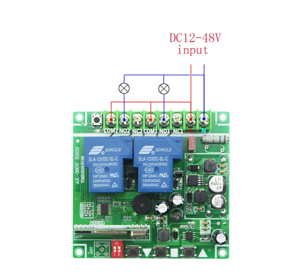 Новый DC12V 24 V 36 V 48 V 10A 2CH удаленный контроль за дверью гаража RF Беспроводной дистанционного Управление переключатель Системы 4X передатчик +