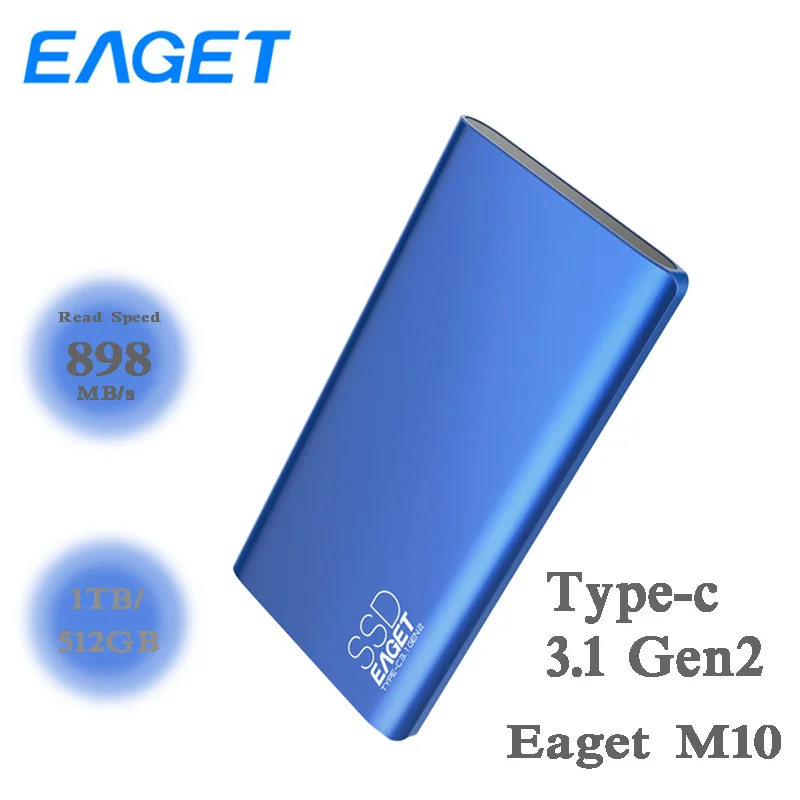 

Eaget M10 External SSD 1TB 512GB Type-C 3.1 Gen2 Mobile External Solid State Drive High Speed Portable SSD 1TB Hard Disk Drive