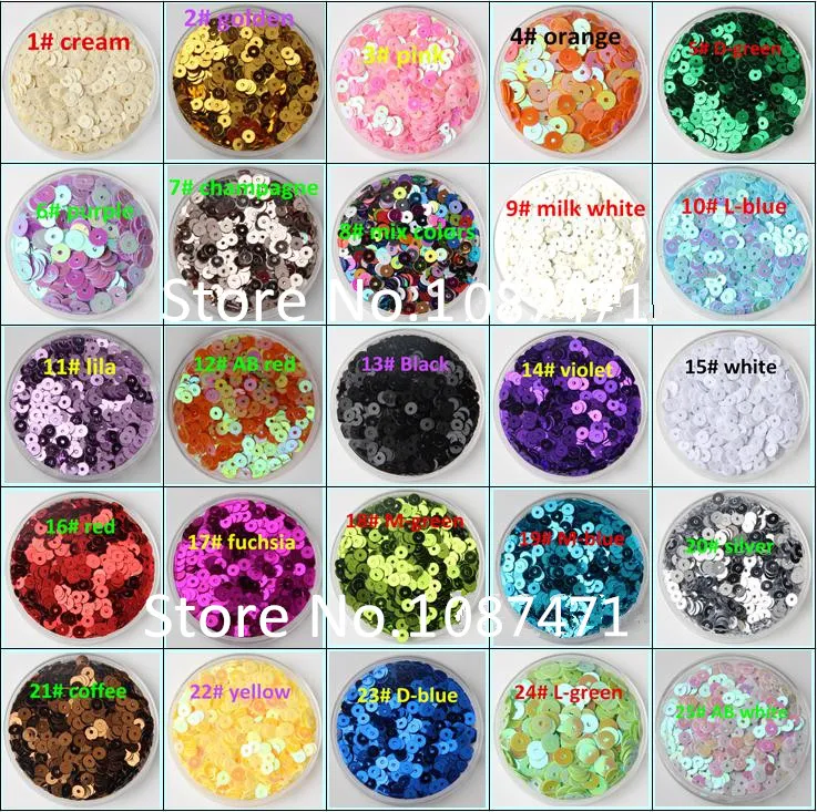 

10000pcs mix color 25 colors 4mm Flat round loose sequins Paillettes sewing Wedding craft Jewelry decorative diy accessories