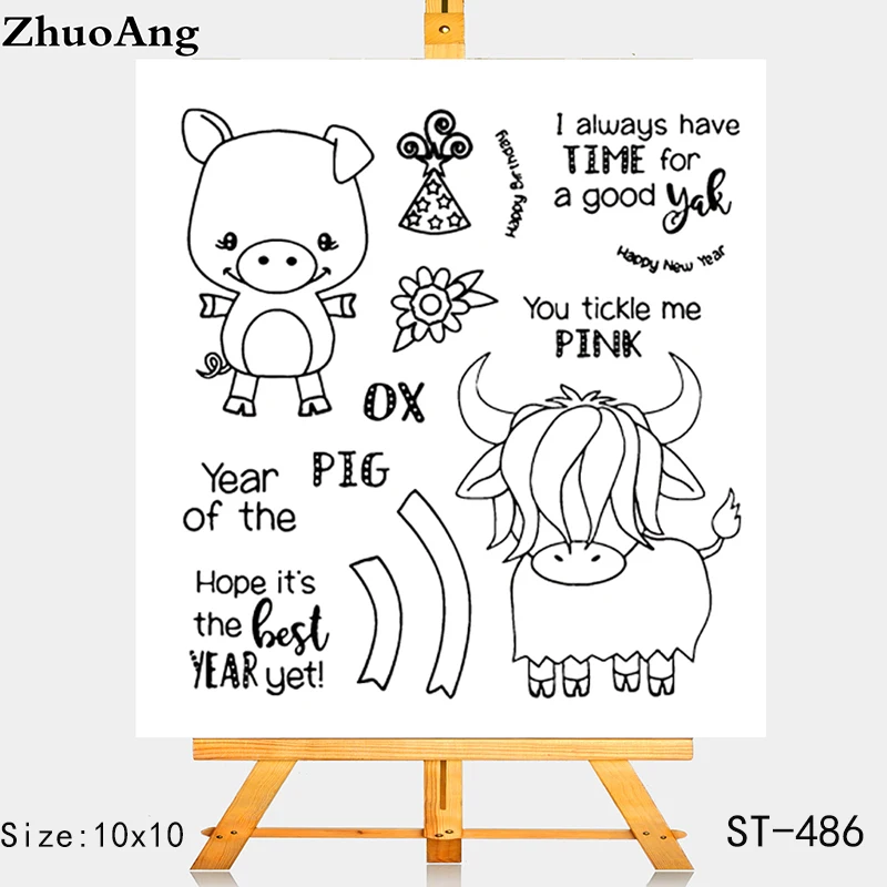 

ZhuoAng Cartoon pig Transparent Clear Stamps / Silicone Seals for DIY scrapbooking photo album/Card Making