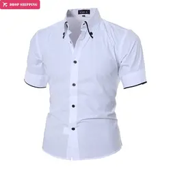 Новое поступление Для мужчин s Cargo Shirt Для мужчин Повседневная рубашка, короткий рукав рубашки с стирка Стандартный