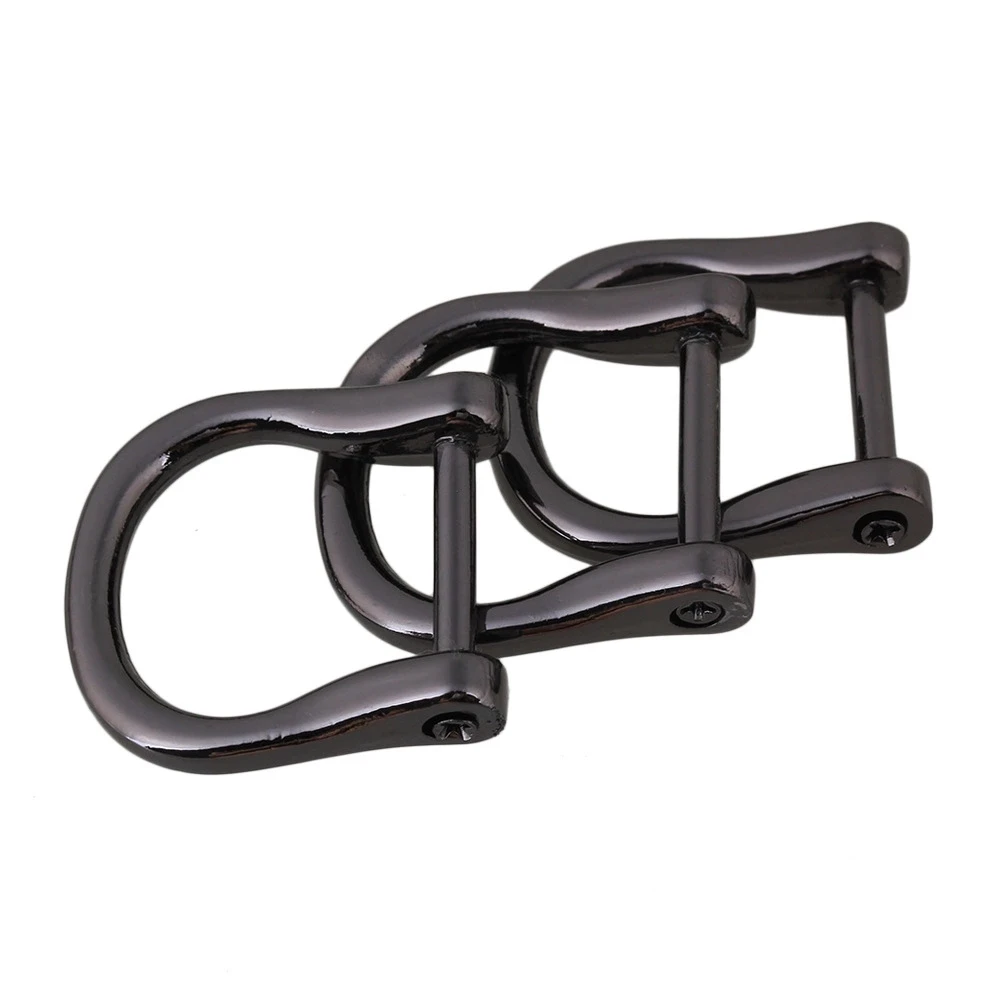 

10pcs Metal 1.8cm ID Long Belt D Rings Buckles Dismountable Screw Black