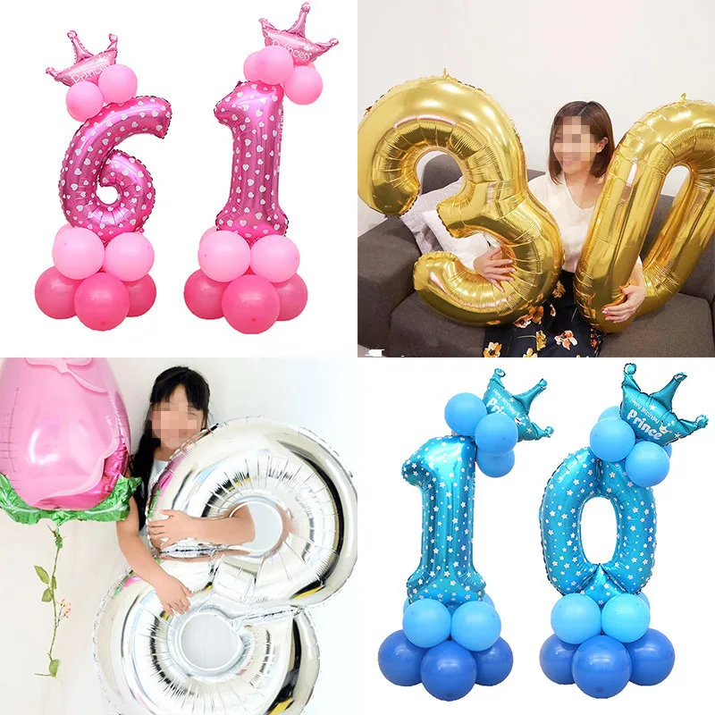 

32inch Number Balloon Blue Pink Number Balloon Happy Birthday Balloon Birthday Party Decoration Kid Boy Girl Party Ballon Number