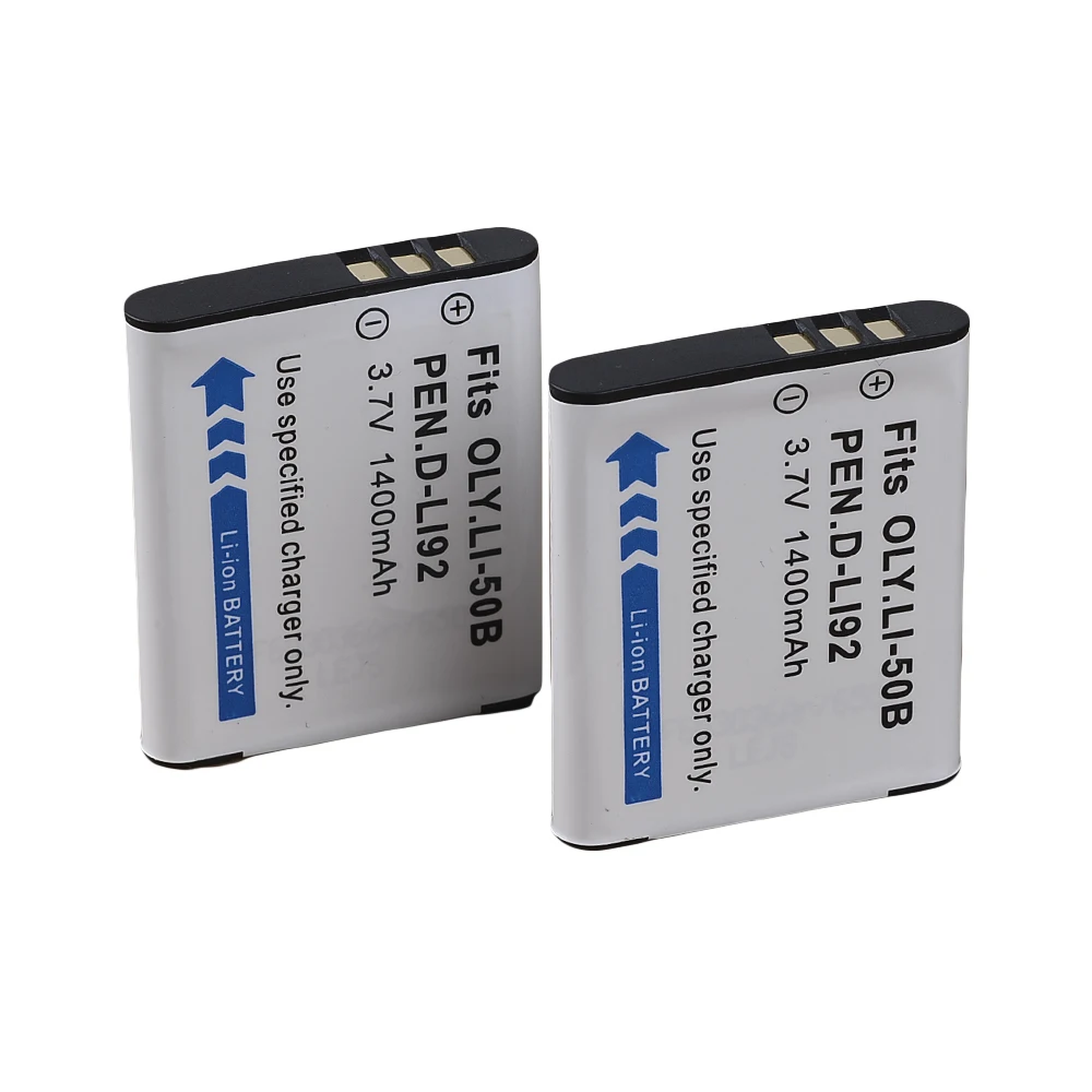 2pcs 1400mAh Li 50B battery Li 50B Li50B D LI92 Li ion Battery for