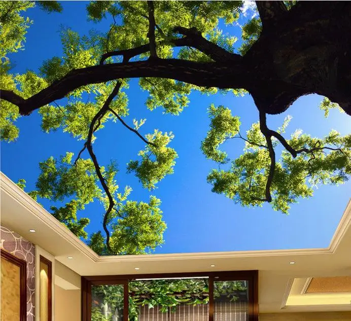 customize 3d ceiling murals wallpaper Towering old trees wallpaper for