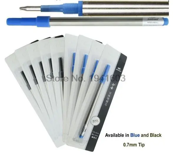 5 pcs/lot 0.7MM Rollerball Pen Refill standard Screw Type M Tip BLACK