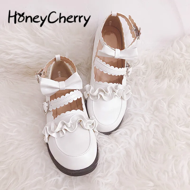 

Japanese Bow Soft Sister Lolita Girl Single Shoes Lace Flat Student Shoes, Shoes Fashion Woman Size 35-40