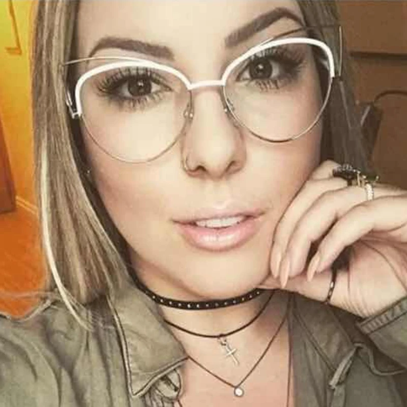 

Cat Eye Eyeglasses Frame Women Computer Optical Eye Glasses Spectacle For Women's Transparent Clear Lens Female RS132