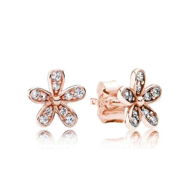 

Kristie 100% 925 Sterling Silver Brand New 1:1 280570CZC Daisy Flower Rose Gold Earrings Original High Quality Fashion Jewelry