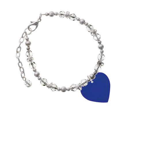 Acrylic 1 Navy Blue Heart Clear Beaded Bracelet