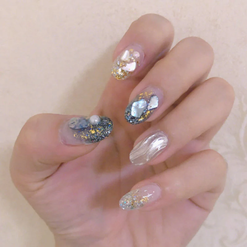 Nail Art натуральный корпус кусок Abalone толстый глянцевый дизайн ногтей ювелирный набор украшения для ногтей горный хрусталь кристалл для ногтей